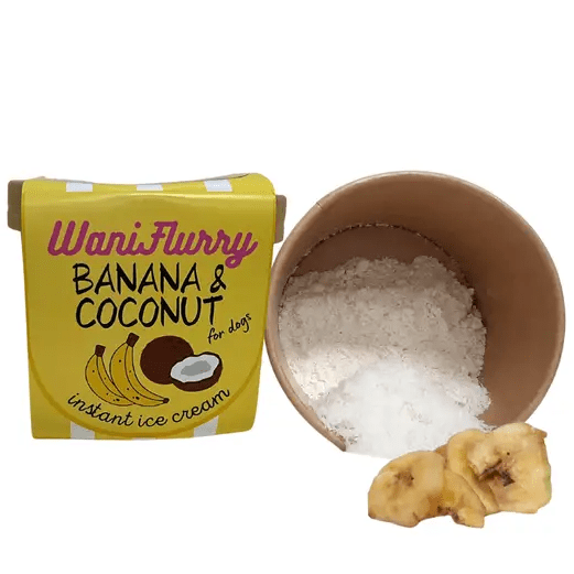 Naturlig Kokosnöt och banan glassmix för hundar 